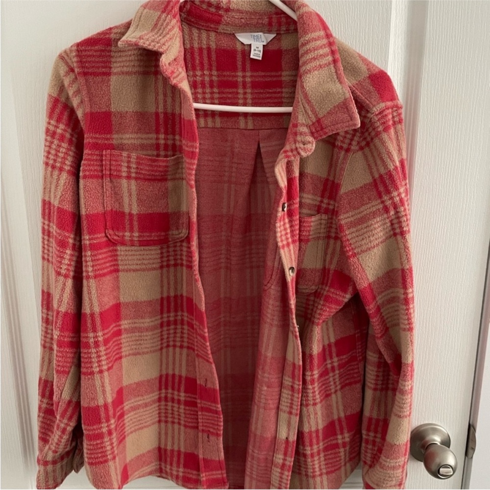 Time and Tru Red and Tan Plaid Shirt